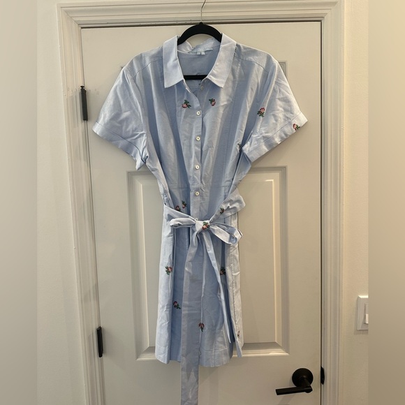 HILL HOUSE Laura Cotton Dress in Oxford Blue Flowers Size XXL Pockets - Picture 6 of 7